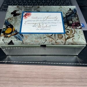 Decorative Serenity Prayer Glass Box